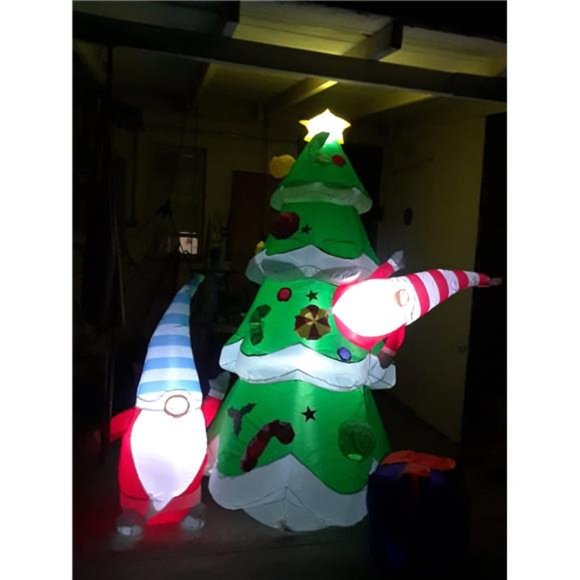 6.7 FT Giant Lighted Christmas Blow Up Santa Claus with Gift Box